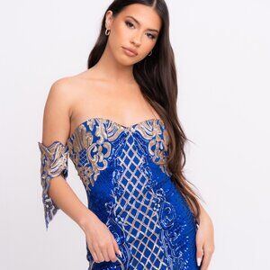 blue sequin short dress